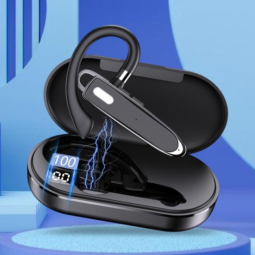Беспроводная Bluetooth-гарнитура V5.1 с одним ушным крючком для офисных шорт, серая
