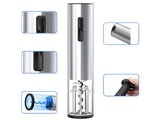 ELEKTRYCZNY KORKOCIĄG OTWIERACZ WINA AKU LED USB