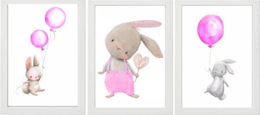 Установите 3 картинки плакаты A3 Pink Bunnies2