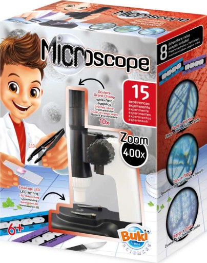 Mikroskop z akcesoriami 15 Doświadczeń Nauka i Zabawa Zoom x400 Buki