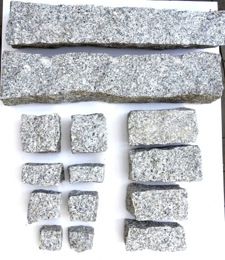 Гранитная ограда, бордюр, гранитные плитки, брусчатка 8x8x16 см, 24–25 кг