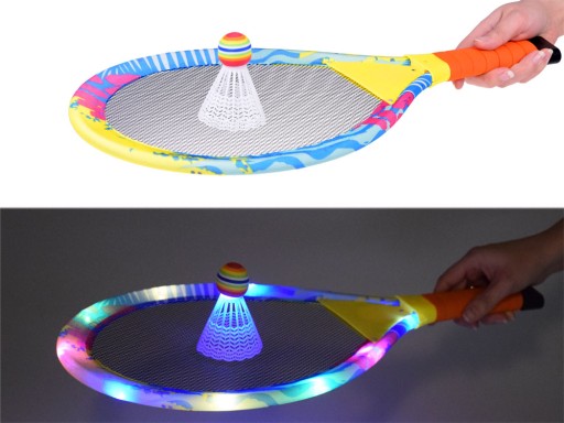 ŚWIECĄCE PALETKI `BADMINTON RAKIETKI DO TENISA + LOTKI