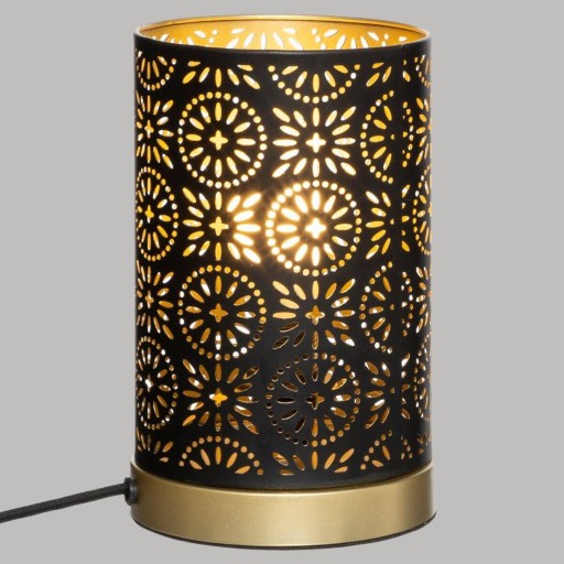 LAMPA STOŁOWA CZARNA ZŁOTA ORIENTALNA METALOWA13cm