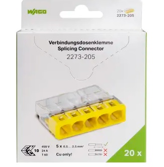 20шт Быстроразъемный разъем 5x0,5-2,5 мм 5x2,5 2273-205 Wago