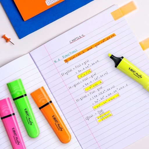 BIC HIGHLIGHTER FLAT — школьный и офисный набор маркеров, неоновые и пастельные цвета, 8 шт.