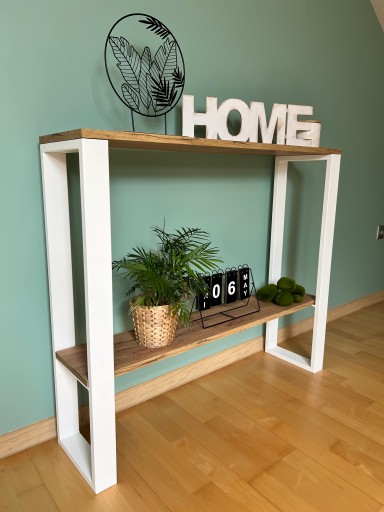 Стол консольный, Стол консольный, Туалетный столик LOFT 100х25х87 ДУБ WHITE CRAFT ЗОЛОТОЙ