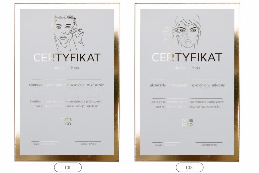 CERTYFIKAT SZKOLENIOWY ZŁOTY DYPLOM CERTYFIKATY BEAUTY A4 PAKIET 6 szt