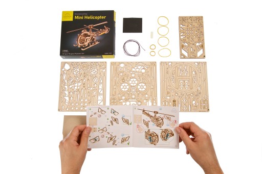 Деревянный механический 3D-пазл «Мини-вертолет» uGEARS Premium Puzzle