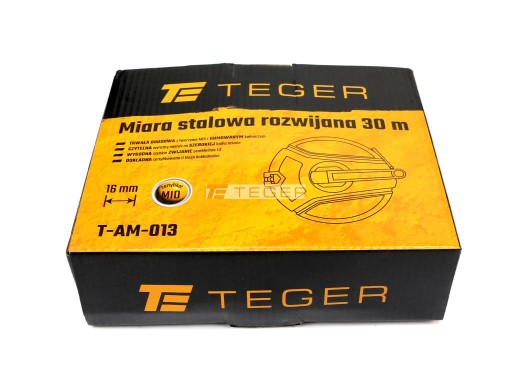 Компактная стальная рулетка 16 мм, 30 м, TEGER