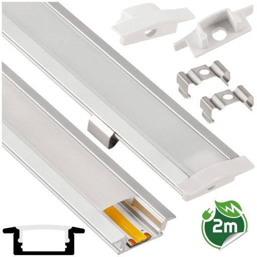 Встраиваемый анодированный светодиодный профиль SLIM + 2M LAMP