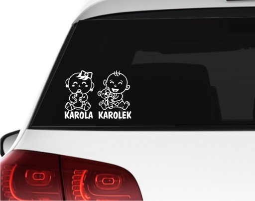 Naklejka na auto DZIECI W AUCIE Twoje Imię Napis Bobasy *Kolory *Wzory