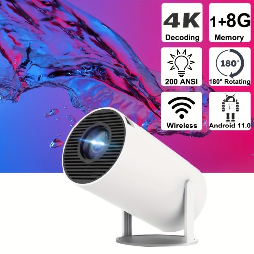 Мини-проектор HY300 4K, портативный, вращающийся на 180°, Android 11.0