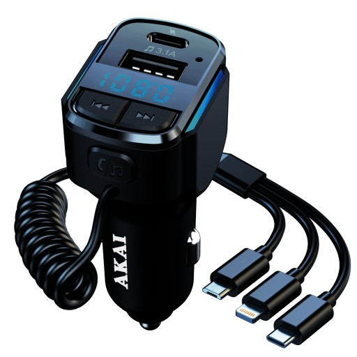 АВТОМОБИЛЬНЫЙ ПЕРЕДАТЧИК СВЕТОДИОДНЫЙ РАДИО РЕЖИМ HANDS-FREE FM AKAI FMT-32BT