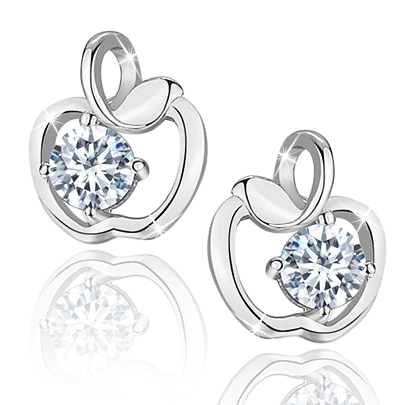 СЕРЕБРЯНЫЕ СЕРЬГИ 925 ПРОБЫ ДЛЯ ДЕВОЧКИ-ЯБЛОКА