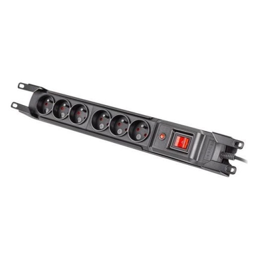 ARMAC MULTI M6 СТОЙКА 19 ДЮЙМОВ, ЗАЩИТНАЯ ПИТАНИЕ, 6 РОЗЕТОК, КАБЕЛЬ 1,5 М, ЧЕРНЫЙ