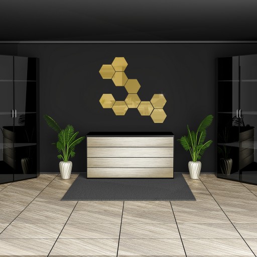 Современное декоративное зеркало GOLD HEXAGON 3D