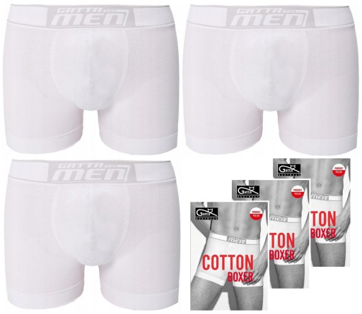 6 X GATTA BOXER BOKSERKI MĘSKIE BAWEŁNA BIAŁE CZARNE XXL