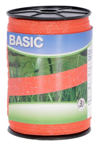 TAŚMA BASIC PASTUCH DLA KONI 200 MB / 20 MM POMARA