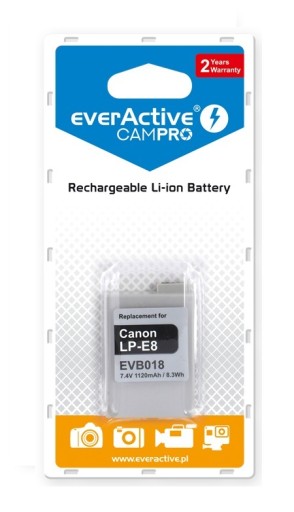 БАТАРЕЯ. EVERACTIVE ДЛЯ CANON LP-E8 EOS 550D 600D 650D 700D 1120 мАч