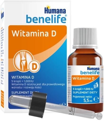 HUMANA BENELIFE ВИТАМИН D3 КАПЛИ С ПИПЕТКОЙ 5,5 МЛ
