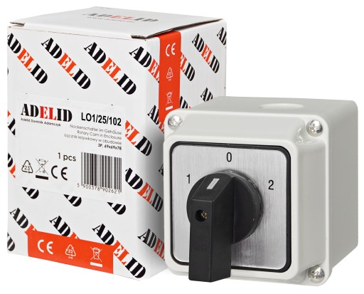 КУЛАЧКОВЫЙ ПЕРЕКЛЮЧАТЕЛЬ 25A 3F 1-0-2 В КОРПУСЕ IP65