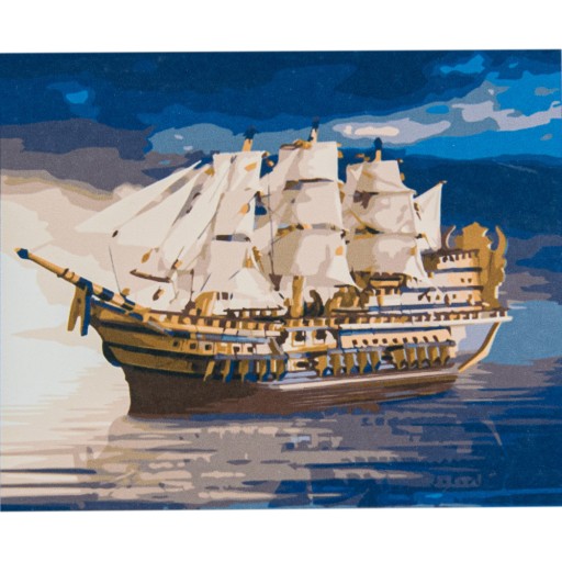 MALOWANIE PO NUMERACH obraz na prezent, Galeon w morze, statek 40x50