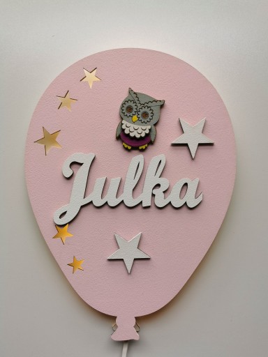 Lampka nocna led balon imię dziecka GRATISY 3D