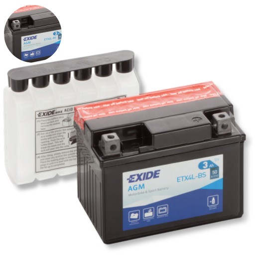 Четырех аккумуляторная батарея 3 Ач EXIDE AGM ETX4L-BS для квадроциклов ЭФФЕКТИВНОСТЬ ДОЛГОВЕЧНОСТЬ ДОЛГОВЕЧНОСТЬ