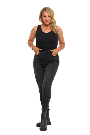 JEANSY damskie SKINNY z Wysokim Stanem Slim Spodnie Bawełniane MORAJ r. 38