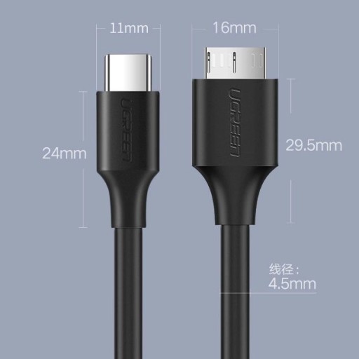 Кабель Ugreen USB Type C — micro USB Type B SuperSpeed ​​3.0 1м черный (