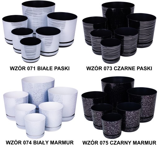 Doniczka DEKOR śr. 14 cm kolor czarne paski