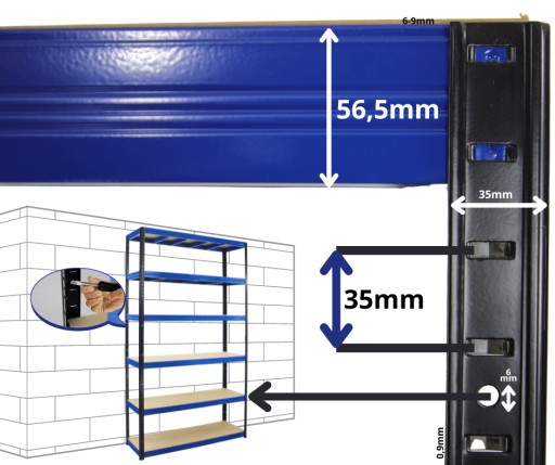 Металлический гаражно-складской стеллаж HELIOS 180x75x30см 4Px350kg БЕЛЫЙ