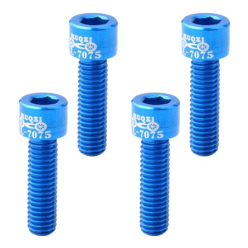 4pcs Mountain MTB Bike Head M5x17mm Bolts Screw Ti Screws Blue 1