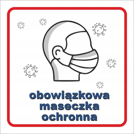 NAKLEJKA dezynfekcja zachowaj odstęp maseczki 20cm