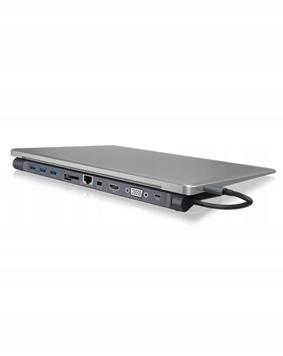 Док-станция Icy Box USB-C — USB-C VGA DisplayPort HDMI LAN USB SD 100 Вт