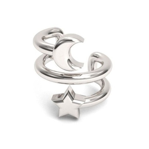 Серебряная серьга 925, звезда луна, 12