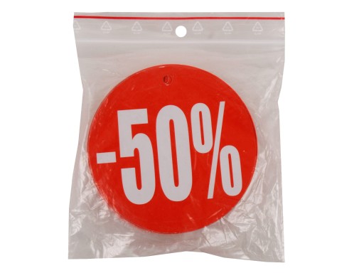 ETYKIETA OKRĄGŁA KÓŁKO FI 4,5CM - 50 % TABLICA REK
