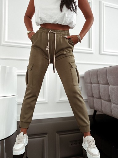 Spodnie dresy JOGGERY bojówki DRESOWE modny fason FB28 szary M/L