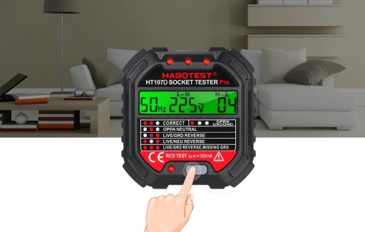 Тестер электрических розеток Habotest с цифровым дисплеем HT107D RCD