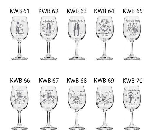 KIELISZEK DO WINA BIAŁEGO Z GRAWER-EM NA ŚLUB PREZENT Urodziny