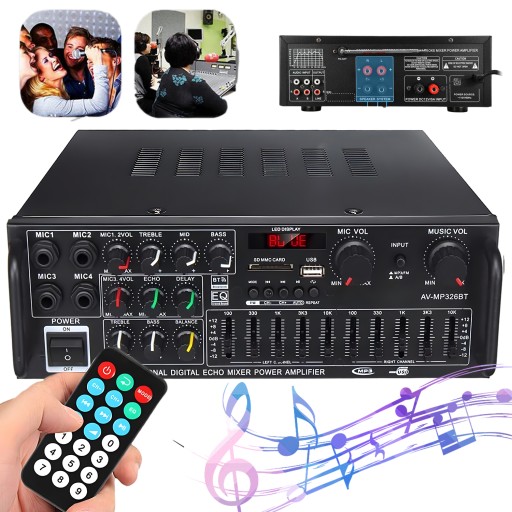 AV-MP326BT Усилитель мощностью 2000 Вт с Bluetooth 5.0 и микрофонными входами