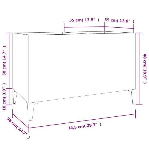 Шкаф для пластинок, глянцевый, белый, 74,5x38x48 см
