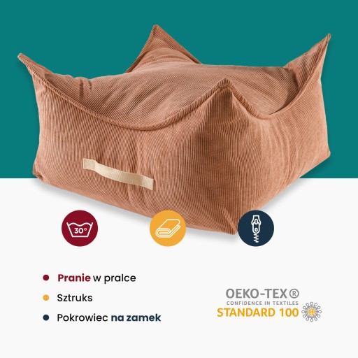 Pufa Dziecięca Kwadratowa Sztruksowa Szara MeowBaby
