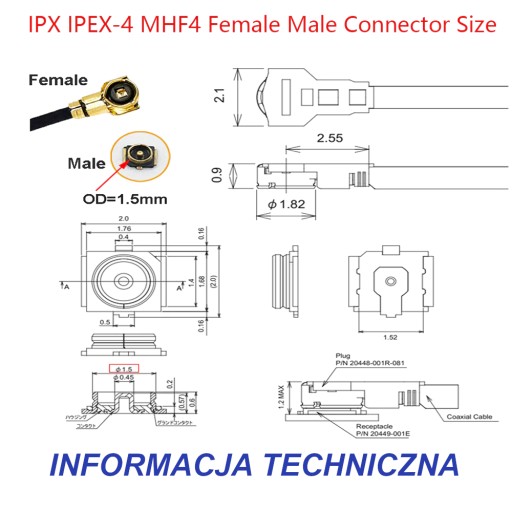 Вилка Pigtail MHF4-IPX4/вилка MHF4-IPX4 5 см