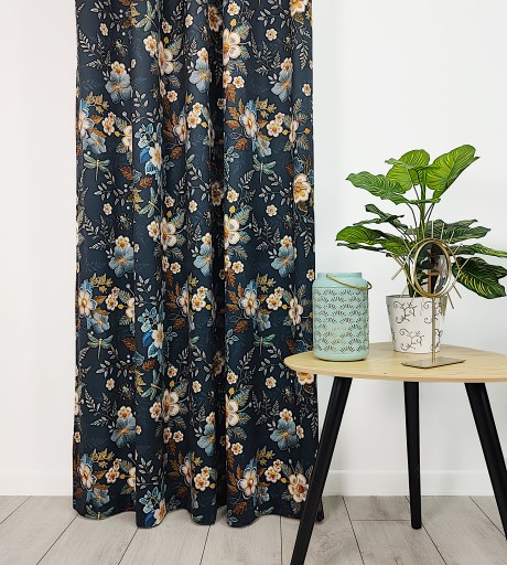 Modna tkanina zasłona 150cm 0,5m EMBRA velvet kwiaty kwiatuszki aksamit