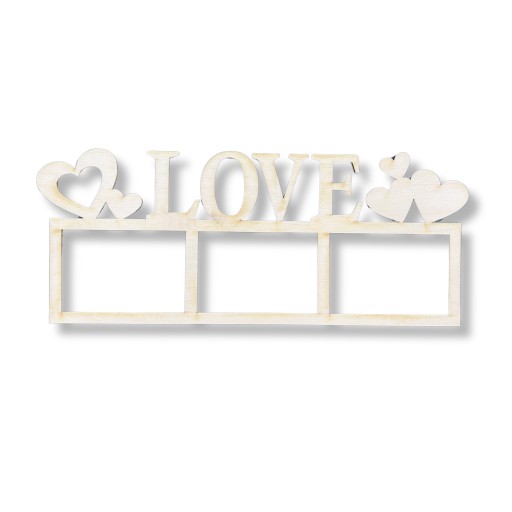 Деревянная фоторамка LOVE надпись 28.8см x 12см Фанера Декупаж 1шт
