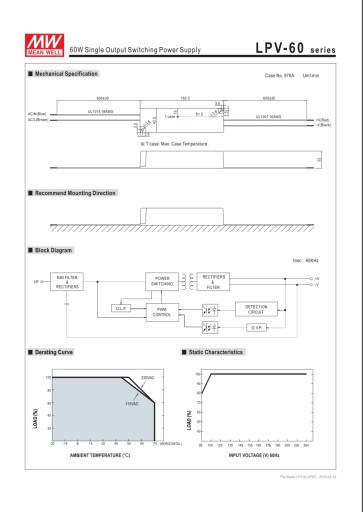 Источник питания LED12V 60W Mean Well LPV-60-12 IP67