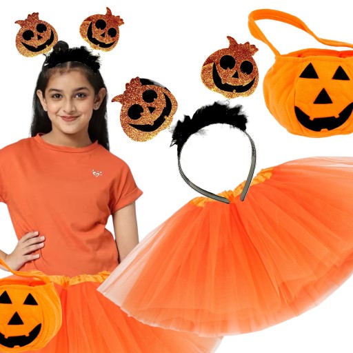 ZESTAW DYNIA STRÓJ HALLOWEEN SPÓDNICZKA + KOSZYK