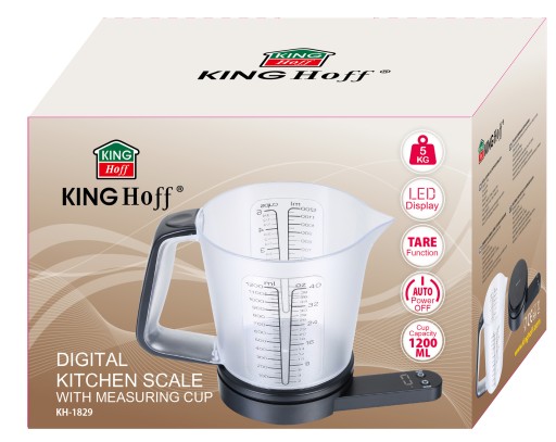 Электронные кухонные весы с кружкой 1200мл 1г/5кг KINGHOFF KH-1829