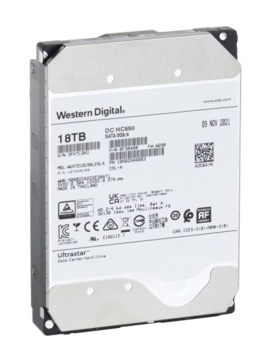 Western Digital DC HC550 WUH721818ALE6L4 18 ТБ SATA 6 ГБ 3,5 0F38488